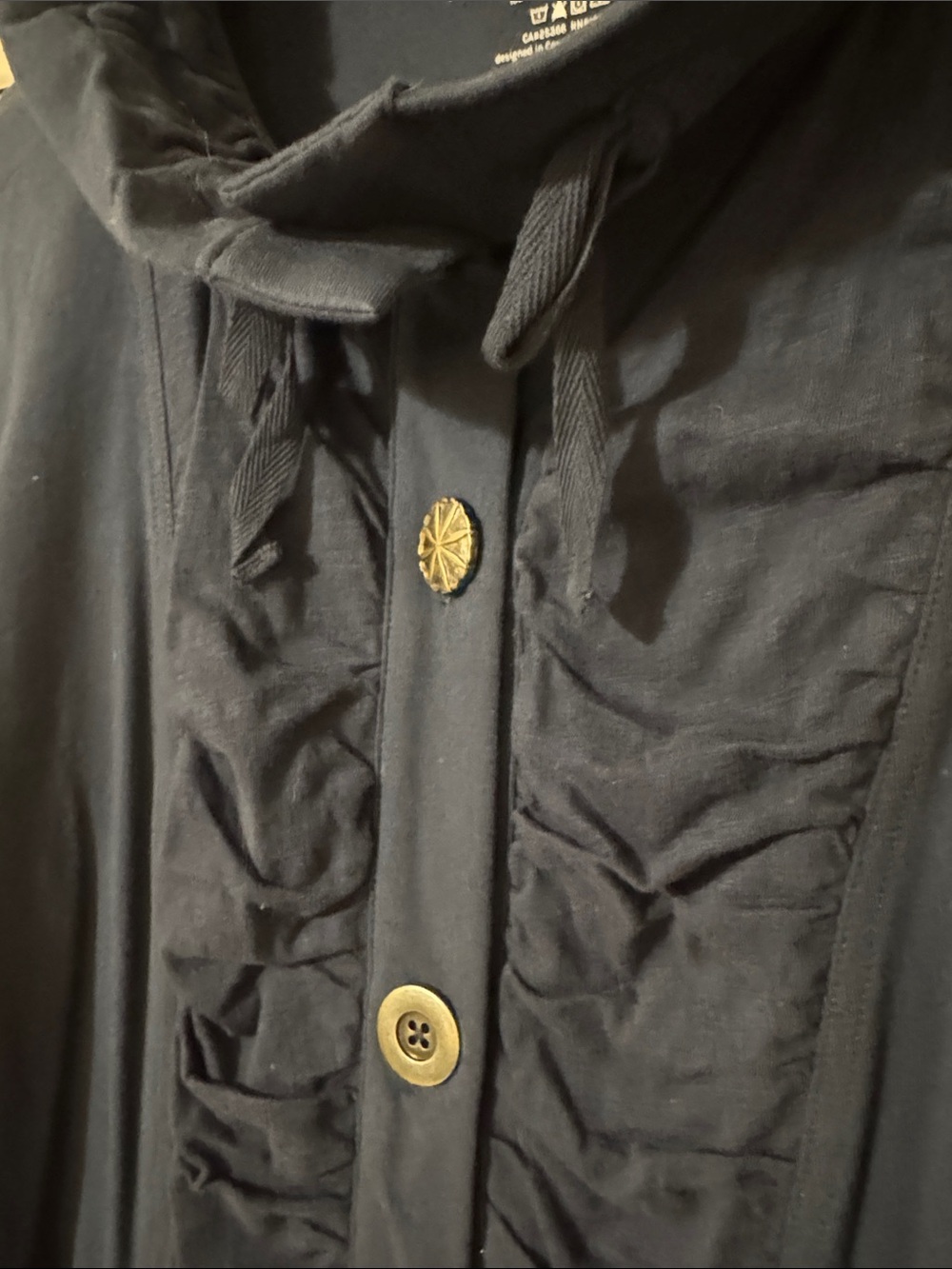 neon buddha Navy Ruffled Button Front Jacket - Picture 4 of 6
